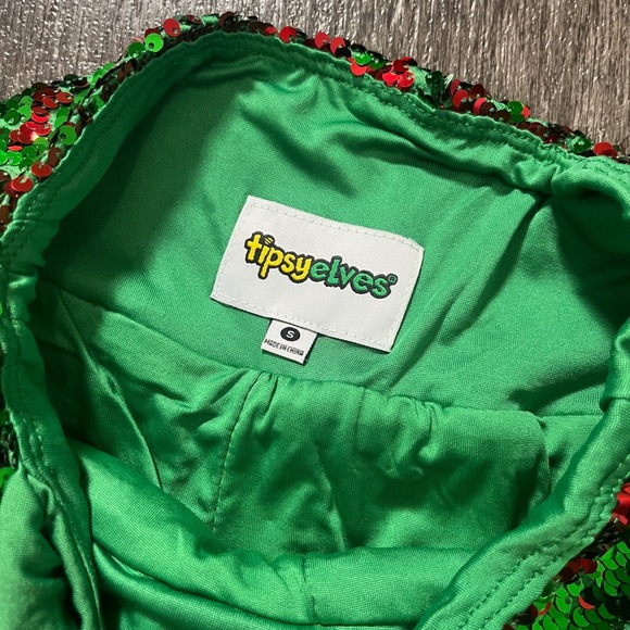 Tipsy Elves Womens Reversable Sequins Christmas Pants Green Red Party Size S - Picture 3 of 4